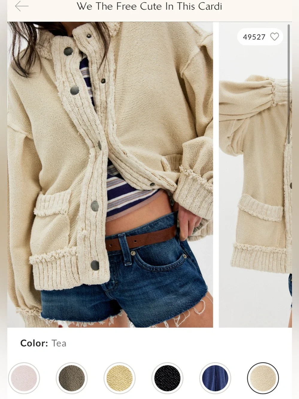 NWOT Free People We The Free Cute In This Cardi - Tea Ivory Cream - XS